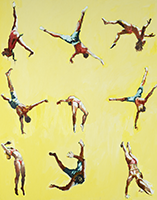 oil painting of cluster of acrobats